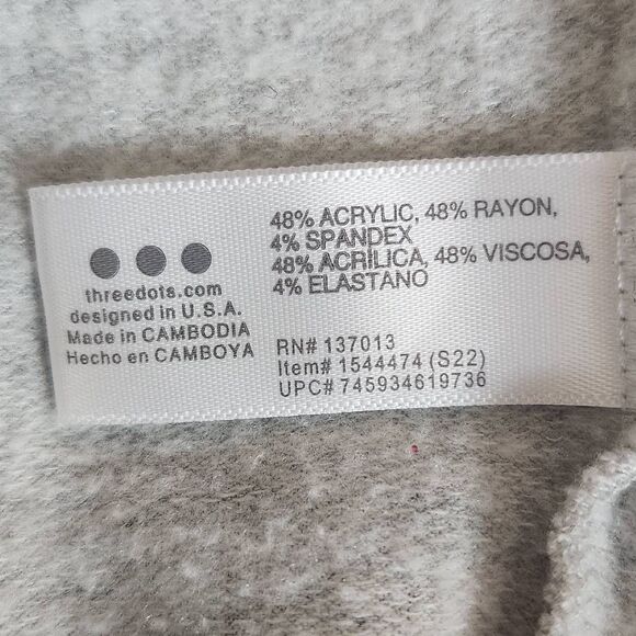 Three Dots Gray Pullover Sweatshirt Small Gray Sweatshirt Quarter-zip Pullover - Picture 7 of 9